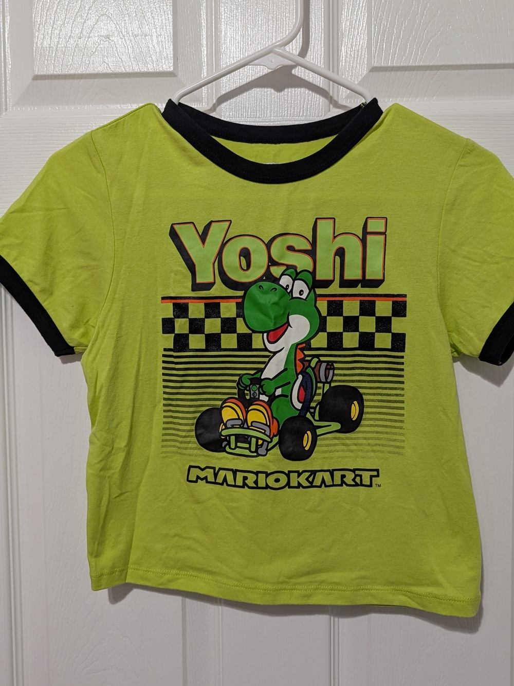 Yoshi Mario Kart Crop T-shirt - Lime Green with Black Trim